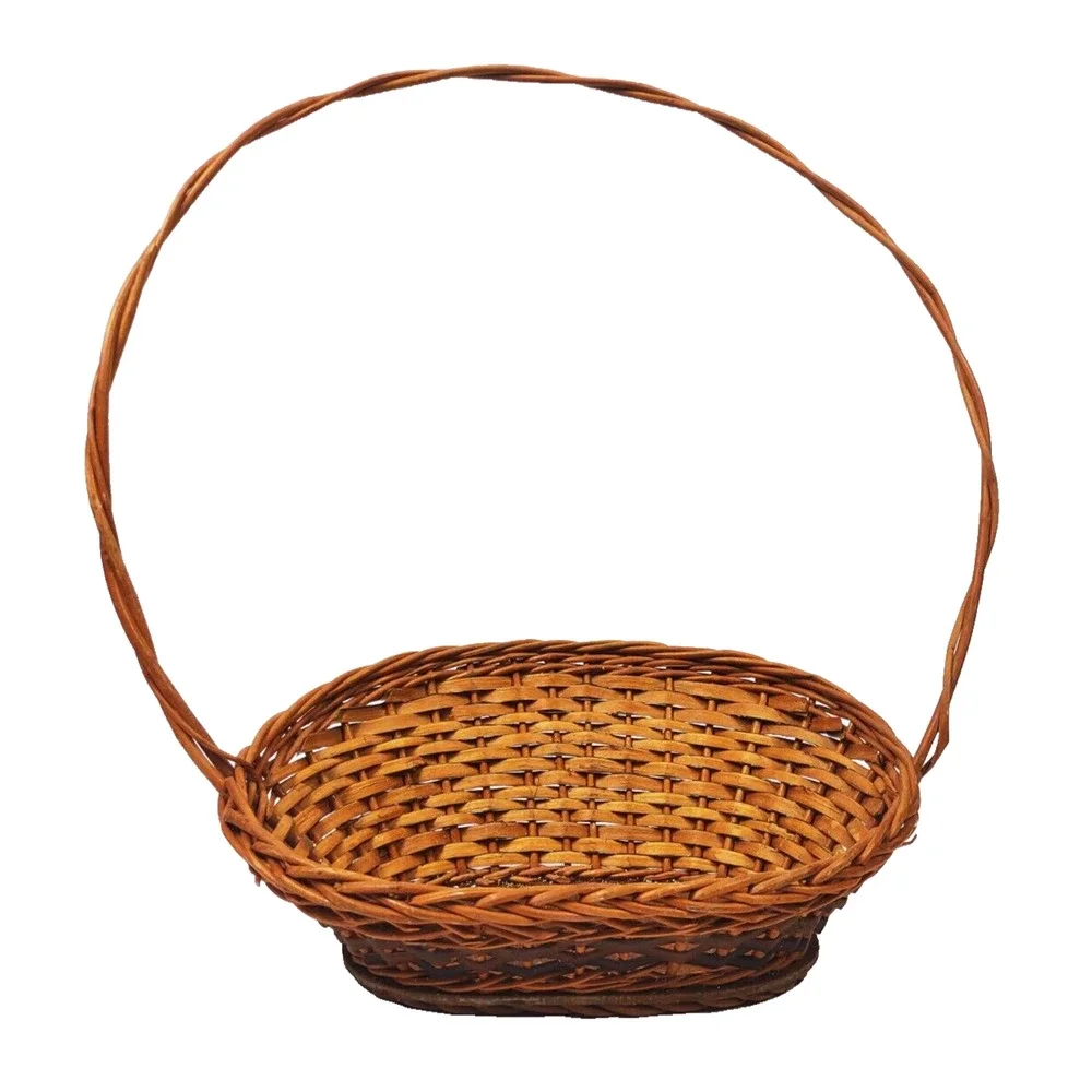 Classic High Handle Woven Decorative Gathering Basket 17